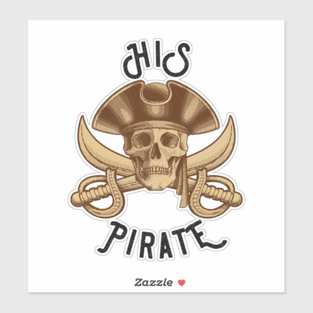 Sticker Crâne et épée de pirate vintage HIS (Feuille)