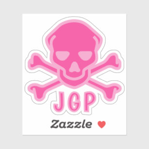 Sticker Crâne et os croisés roses ludiques pour bébé