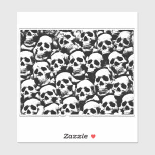 Sticker crâne humain déplaisant motif horreur gothique art