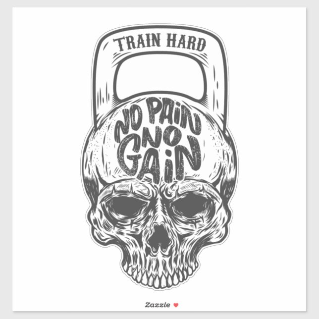 Sticker Crâne No Pain No Gain (Feuille)
