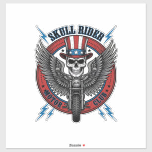 Sticker Crâne Patriotique Moto Aigle Vintage