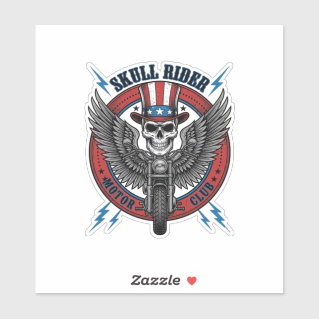 Sticker Crâne Patriotique Moto Aigle Vintage (Feuille)