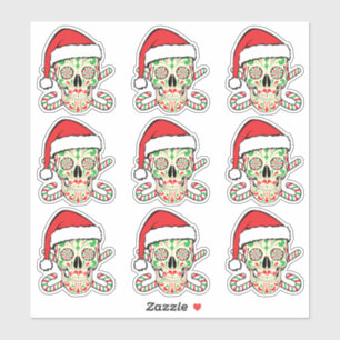 Sticker Crâne sucre Père Noël