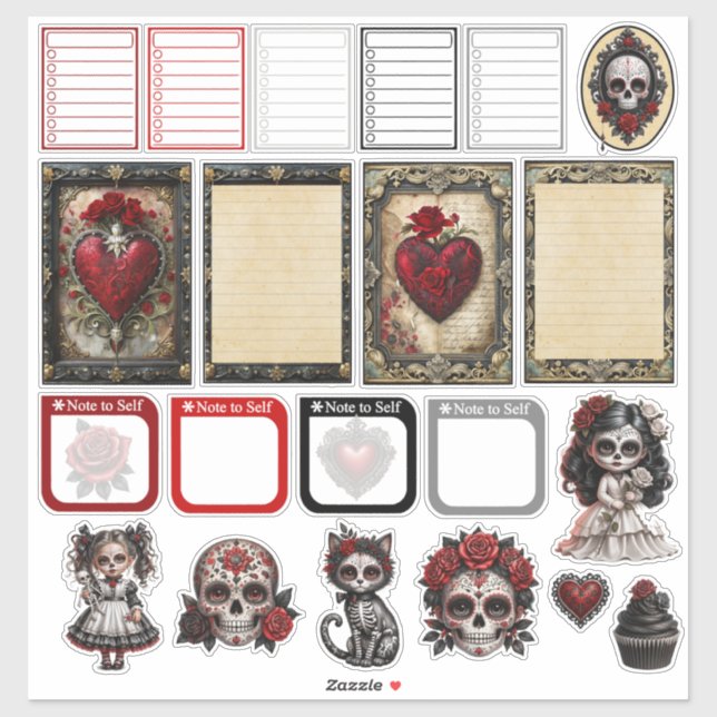 Sticker Crânes de Sucre Dark Romance 3 (Feuille)