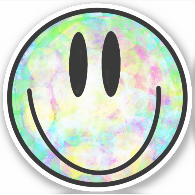 Sticker cravate arc-en-ciel visage heureux sourire hippie  (Devant)