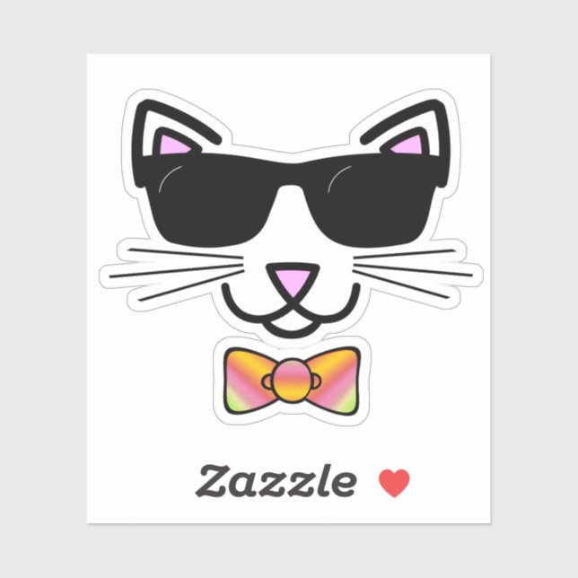 Sticker Cravate cool Hipster Cat Bow (Feuille)