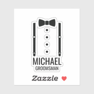 Sticker Cravate Mariage noir Groomsmen personnalisé