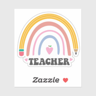 Sticker Crayon arc-en-ciel coloré design enseignant mignon