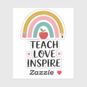 Sticker Crayon arc-en-ciel vibrant pour enseignant avec po