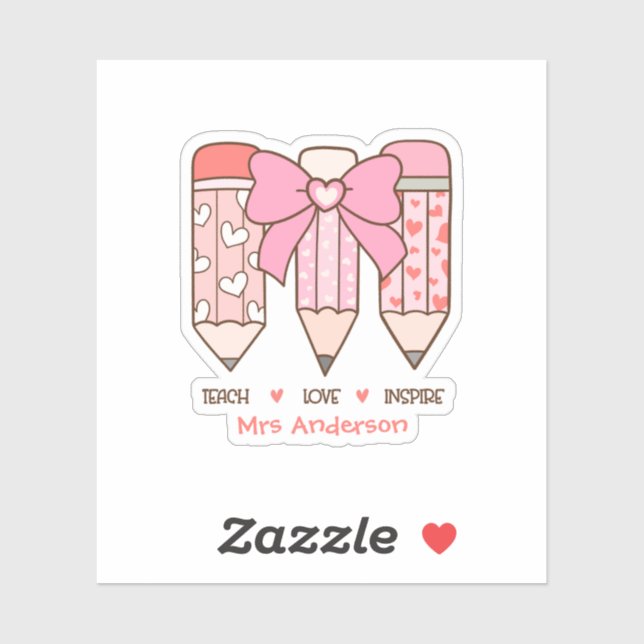 Sticker Crayon de professeur Saint-Valentin Coquette rose  (Feuille)