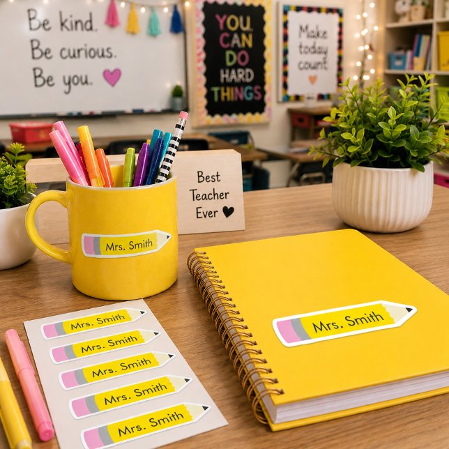 Sticker Crayon jaune lumineux et joyeux  (Créateur téléchargé)