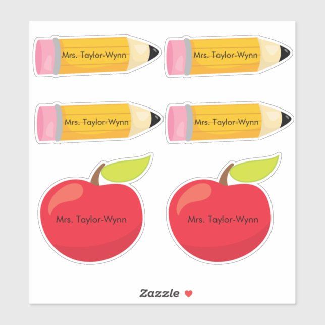 Sticker Crayons et Professeur de Classe Personnaliser Appl (Feuille)