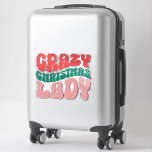 Sticker Crazy Christmas Lady Retro Holiday Funny Festive<br><div class="desc">Appréciez votre côté festif avec cet autocollant ludique "Dame de Noël folle", avec des lettres de bulles rétro en rouge, vert et rose. Parfait pour décorer des ordinateurs portables, des bagages, de l'enveloppement cadeau ou des faveurs festives, cette décoration joyeuse est incontournable pour tous ceux qui sortent pour les vacances....</div>