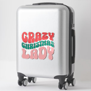 Sticker Crazy Christmas Lady Retro Holiday Funny Festive