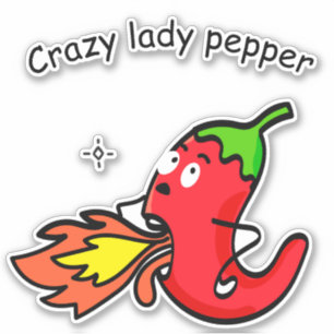 Sticker Crazy Lady Pepper Funny Red Chili Hot Vegables