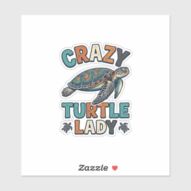 Sticker Crazy Turtle Lady Conception de T-Shirt de Tortue  (Feuille)
