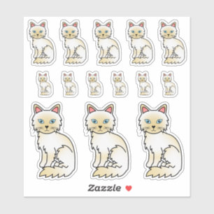 Sticker Cream Point Birman / Ragdoll Cute Cartoon Chats