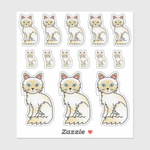 Sticker Cream Point Tabby Birman / Ragdoll Cartoon Cats