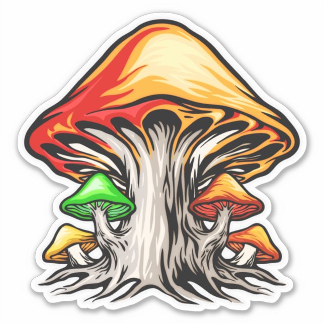 Sticker Creative Earthy Psychedelic Mushroom Art (Devant)