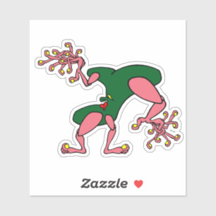 Sticker Créature de dessin animé surréaliste avec des main