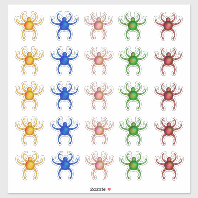 Sticker Créatures de crabe alien néon (Feuille)