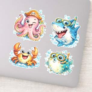 Sticker Créatures Océaniques Kawaii Mignonnes
