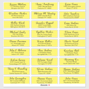 Sticker Créez votre propre adresse d'invité Mariage Jaune