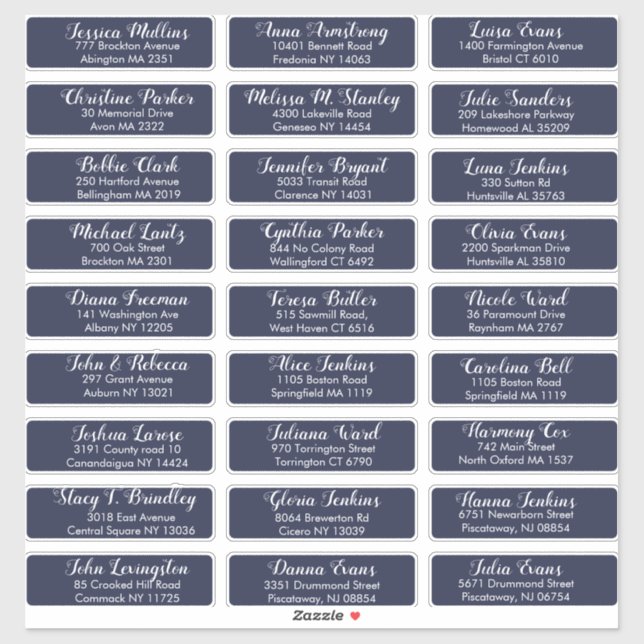 Sticker Créez votre propre adresse d'invité Mariage Navy B (Feuille)