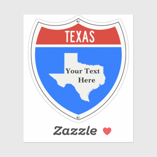 Sticker Créez votre propre panneau de route Texas (Feuille)