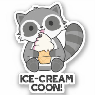 Sticker Crème de glace Coon drôle animal Racoon Pun