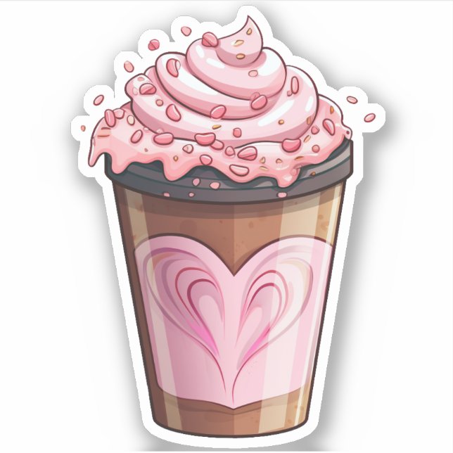 Sticker Crème de glace de coeur Whimsical Shake Vinyl (Devant)