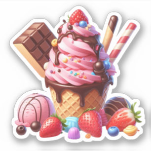 Sticker crème glacée à la fraise