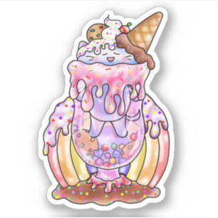 Sticker Crème glacée Chat Flotte
