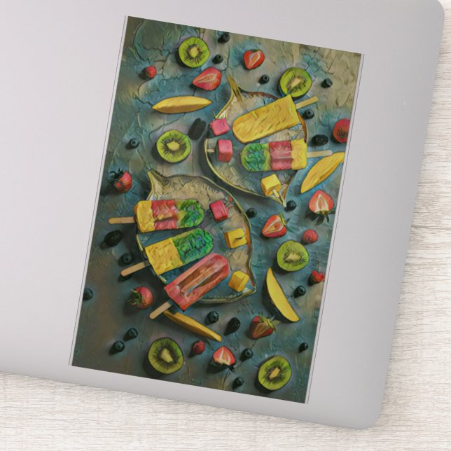 Sticker Crème glacée colorée pop fruits (Détail)