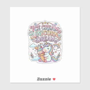 Sticker Crème Glacée Licorne Rêve de Licorne Typographie D