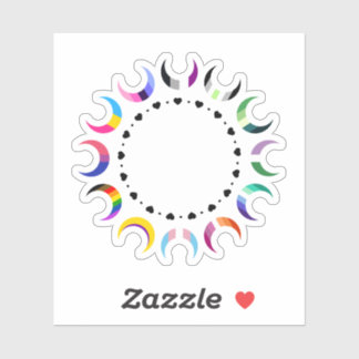 Sticker Crescent Pride Lunes et Bague Coeur