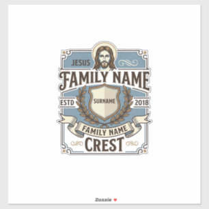 Sticker Crête de nom de famille Jésus Crête de nom de fami