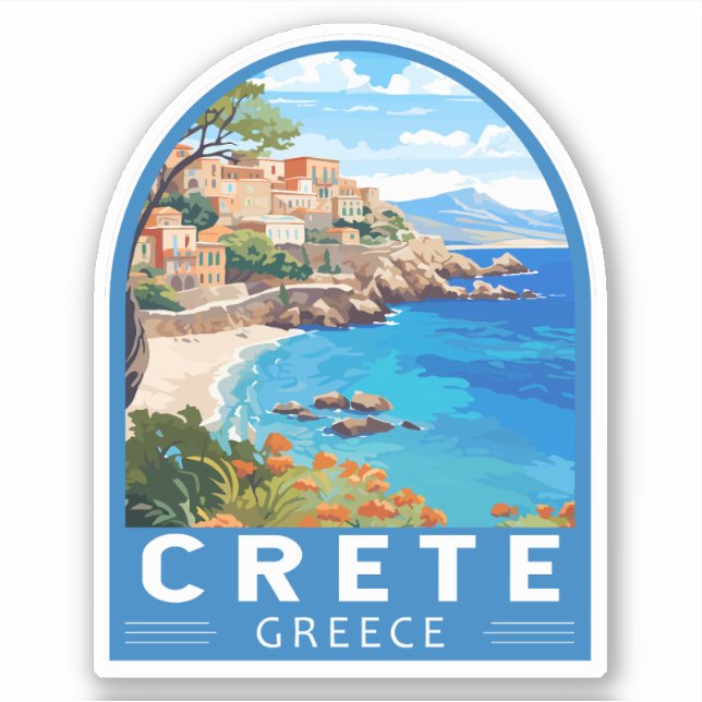 Sticker Crète Grèce Travel Art Vintage (Devant)