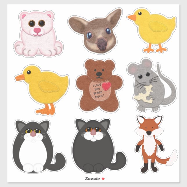 Sticker Critère d'apparence mignonne Souris Fox ours Fox F (Feuille)