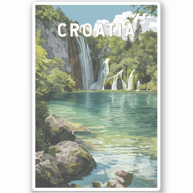 Sticker Croatia Illustration Travel Art Vintage (Devant)