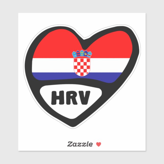 Sticker Croatie Code Pays Drapeau Coeur Hrvatska HRV (Feuille)