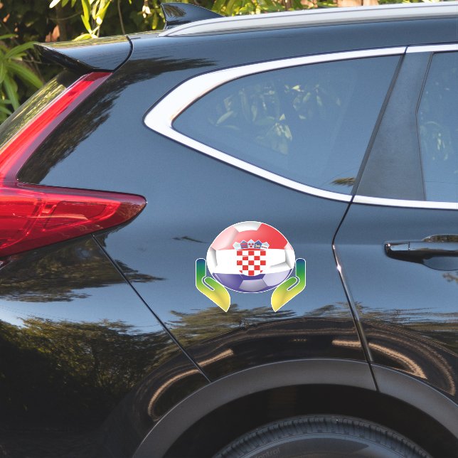 Sticker Croatie football entre des mains protégées (Coté voiture)