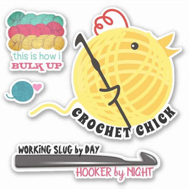 Sticker Crochet chick crochet crochet fils personnalisés (Devant)