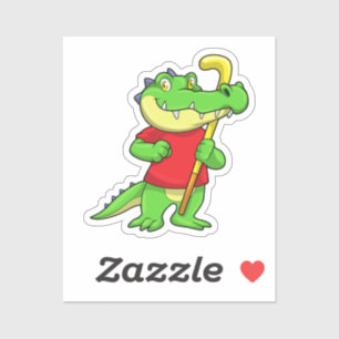 Sticker Crocodile à Field hockey avec bâton