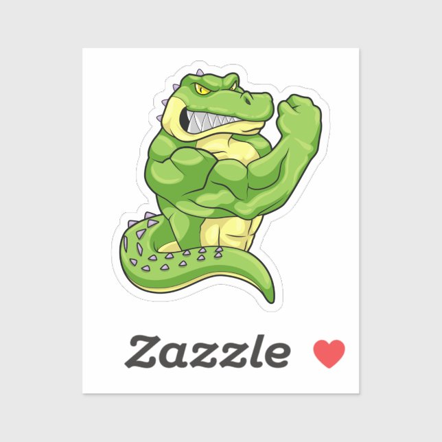 Sticker Crocodile comme Bodybuilder & grands Muscles (Feuille)