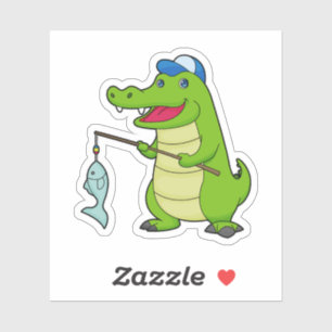 Sticker Crocodile Pêche Pêcheur Pêcheur canne à pêche