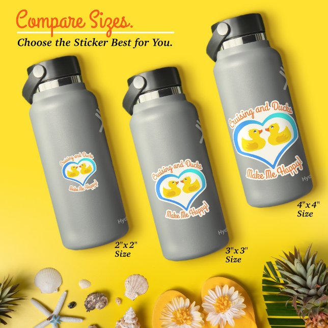 Sticker Croisière et canards me rendent heureux - Vacances (Cruising and Ducks Make Me Happy–Vacation Waterproof Vinyl Sticker–Choose the Size best for You.)