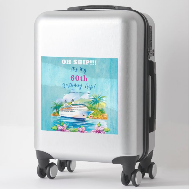 Sticker Croisière pour les 60 ans à Funny Island Beach (Sur valise)