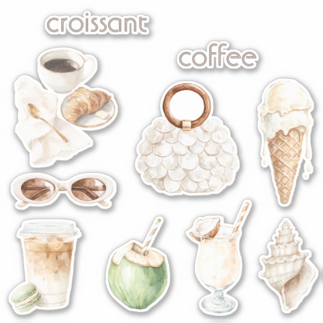 Sticker Croissant à la noix de coco & café (Devant)