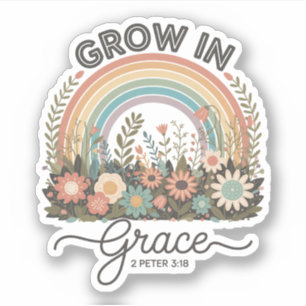 Sticker Croître dans la grâce Vintage Rétro Arc-en-ciel Ch
